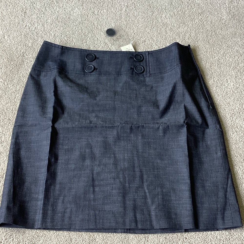 LOFT Navy Chambray Mini Skirt with Button Accents